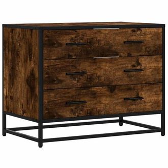 Berkfield Home Drawer Cabinet Smoked Oak 70x41x56 cm Engineered Wood in Brown | Size: 70 x 41 x 56 cm