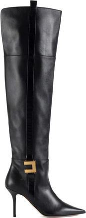 Elisabetta Franchi Zwarte laarzen met 9 cm hak - Dames - Laarzen met Hak - Zwart - 38 EU - Schoenen