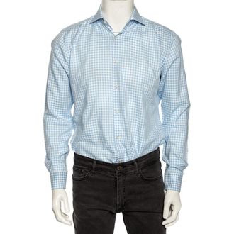 HUGO BOSS Boss Hugo Boss Blue Checkered Cotton Slim Fit Shirt