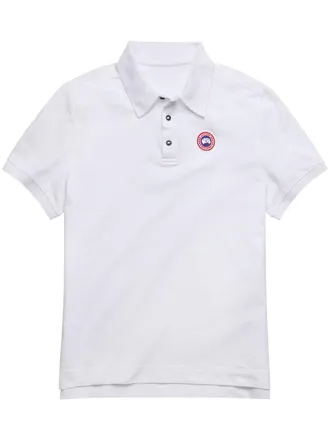 Canada Goose White Polo Shirt with Traditional Collar