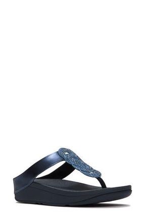 FitFlop Fino Crystal Twist T-Strap Sandal in Metallic Cosmic Blue at Nordstrom Rack, Size 11
