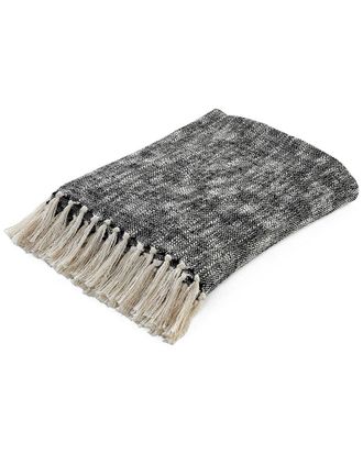 LR Home Lr Home Black Boho Chambray Throw Blanket With Fringe