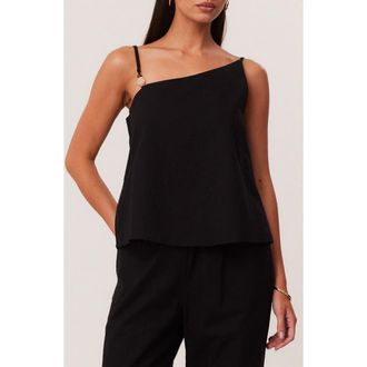 SNDYS Ismene Asymmetrical One Shoulder Linen & Cotton Blend Top in Black at Nordstrom, Size X-Small