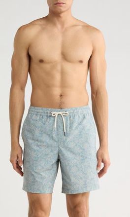 Nordstrom 7-Inch Volley Swim Shorts in Blue Spruce Botanical at Nordstrom, Size Xx-Large