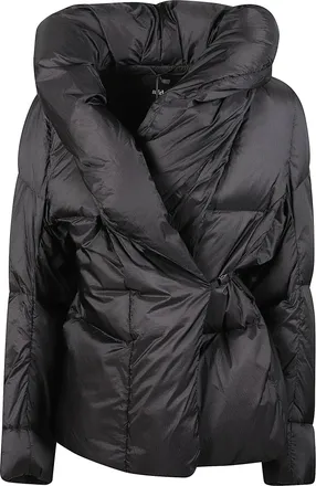 Add High Collar Knot Detail Padded Down Jacket