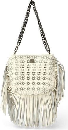 Think Royln Free Spirit Fringe Saddle Bag in Cream Perforated Leather at Nordstrom