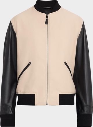 Givenchy Men & apos;s Mixed-Material Logo Bomber Jacket