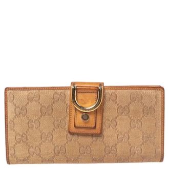 Gucci Pre-owned Wallets, female, Beige, Size: ONE SIZE Pre-owned Canvas wallets