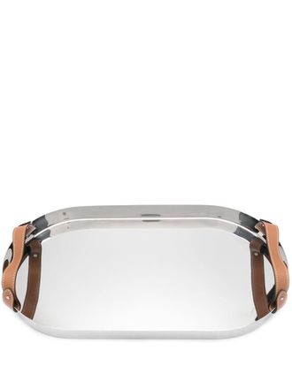 Ralph Lauren Home Wyatt tea tray - unisex - Calf Leather/Metal - One Size - Silver