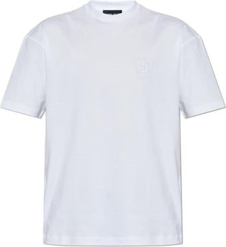 Giorgio Armani ASV interlock T-shirt met ronde hals - Heren - T-shirts - Wit - 2XL - Katoen - Tops