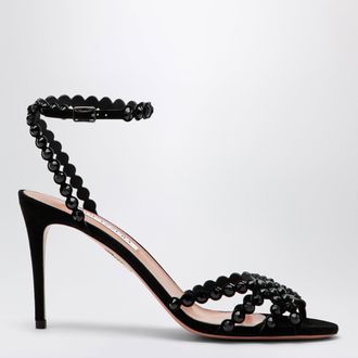 Aquazzura Sandali Tequila nero in suede con cristalli