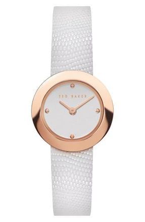 Ted Baker Seerena Leather Strap Watch, 24mm in White at Nordstrom Rack