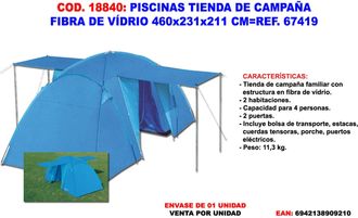 Bestway Piscinas Tienda De Campa&ntilde;a Fibra De Vidrio 460x231x211 Cm 67419