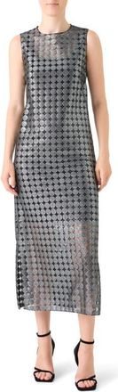 Akris Metallic Dot Semisheer Sleeveless Dress in Brushed Steel at Nordstrom, Size 10