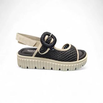 Softwaves Womens Italina Sandals In Black/almond
