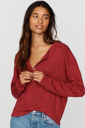 Pilcro 100% Cotton Slub Henley Top
