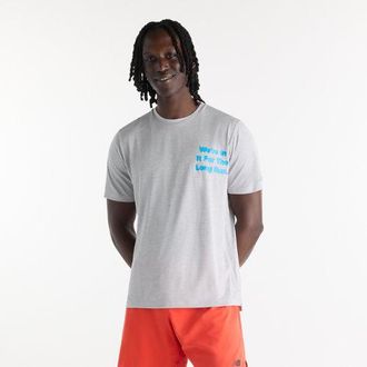 New Balance Mens RC Essential Graphic T-Shirt in Grey/Blue Poly Knit, size 2X-Large