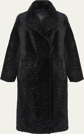 Gorski Reversible Textured Shearling Lamb Coat
