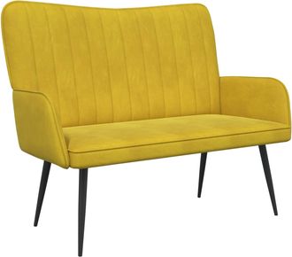 vidaXL Sof&aacute; De 2 Plazas Amarillo 115 X 61 X 87 Cm Terciopelo Vidaxl