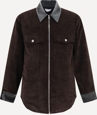 Bottega Veneta Giacca in velluto a costine con colletto in pelle Man 48