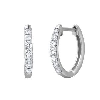 LuvMyJewelry Elina 0.35 Cts 14K Gold Diamond Huggie Hoop Earrings in 14K White Gold at Nordstrom