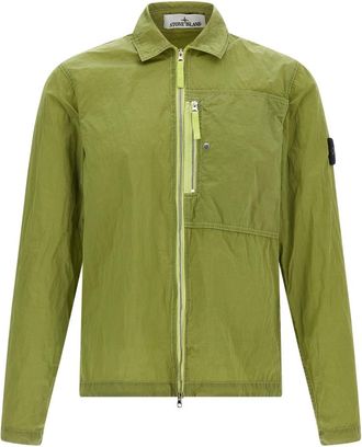 Stone Island Green Zip-Up Overshirt