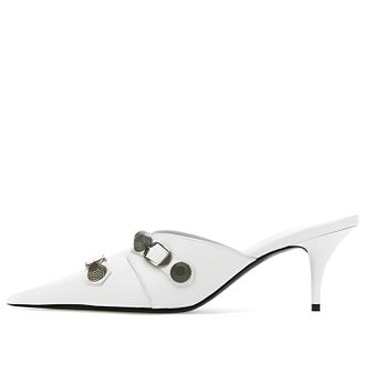 Balenciaga (WMNS) Balenciaga Cagole Heeled Mules White Lambskin 714253WAD4E9081