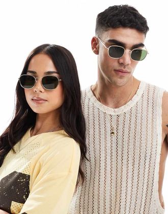 A.Kjaerbede Hello round metal frame sunglasses in gold