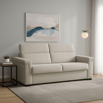Dmora Sof&aacute; Cama 2 Plazas Brusasco, Desenfundable, Compartimento Made In Italy, Apertura Abatible, 205x95 Cm Beige