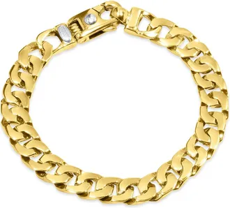 Pompeii3 Braccio Mens 28 Gram Round Curb Link Solid Silver Bracelet 8.5 Size: 8.5