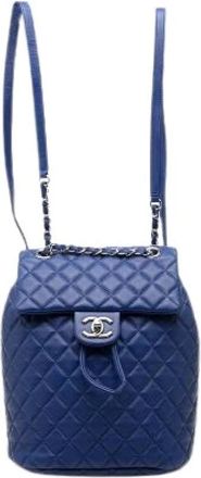 Chanel Pre-owned Matelasse Lambskin Backpack - Dames - Vintage Rugzakken - Blauw - ONE Size - Leer - Vintage