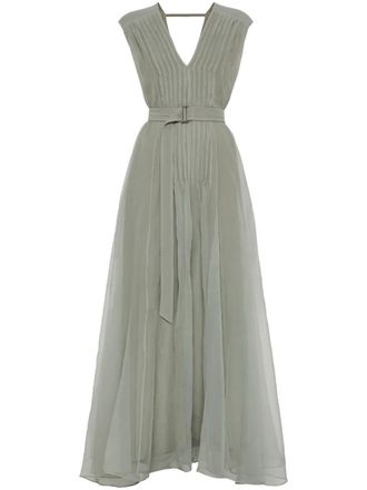 Brunello Cucinelli Monili pleated dress - Green