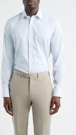 Nordstrom Trim Fit Premium Performance Dress Shirt in Blue Sedalia Geo at Nordstrom, Size 18.5 - 34