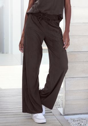 French Connection Schlupfhose FRENCH CONNECTION, Damen, Gr. 32/34, N-Gr, dunkelbraun, Samt, Obermaterial: 92% Polyester, 8% Elasthan, unifarben, bequem lang, Hosen Schl