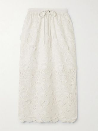 Zimmermann Gonna Midi In Pizzo Sangallo Di Cotone Patience - Avorio