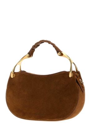 Alexander McQueen Womens Wishbone Mini Darkbrowngold Calf Skin Borse A Mano Bag