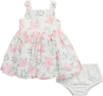 Pippa & Julie Emily Print Soutache Dress in White/Rose at Nordstrom, Size 12M
