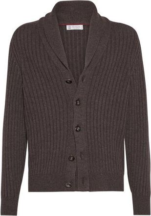 Brunello Cucinelli Cardigan with metal buttons in Brown at Nordstrom, Size 54 It
