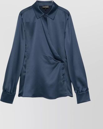 Emporio Armani wrap front collared shirt with buttoned cuffs