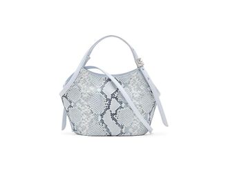 Kate Spade New York Deco Snake Embossed Leather Small Tulip Tote Cross Body Handbags Pale Sapphirine