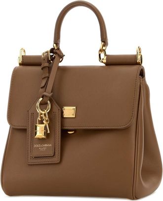 Dolce & Gabbana Womens Biscuit Leather My Sicily Handbag Caramello Pvc Vitello Borse A Mano Bag