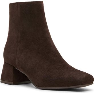 Blondo Lizzy Waterproof Square Toe Block Heel Bootie in Java Suede at Nordstrom Rack, Size 8.5