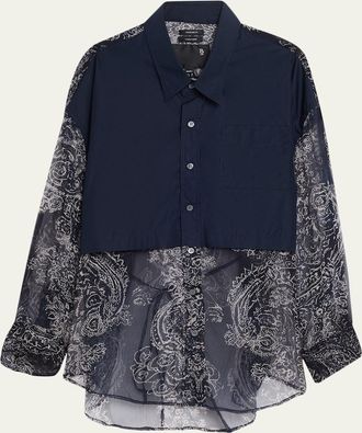 R13 Long-Sleeve Silk Overlay Shirt
