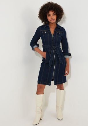 Joe Browns Belted Stretch Denim Dress in Dark Blue at Nordstrom, Size 18