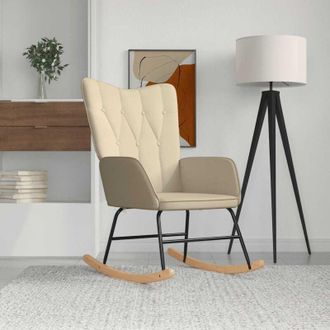 Les Tendances vidaXL Sedia a Dondolo Crema in Tessuto