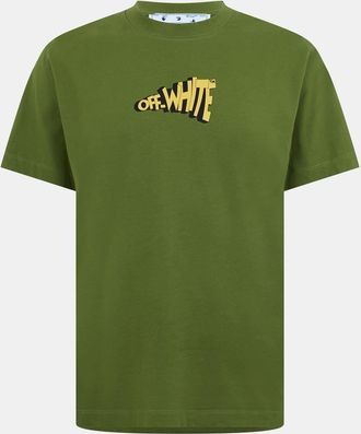 Off-white Mens Off White Slim Fit Short Sleeve Crew Neck T-Shirt in Green/Yellow - Size X-Small