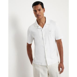 Brunello Cucinelli Mens Optical White Short Sleeve Cotton Shirt, Size XS
