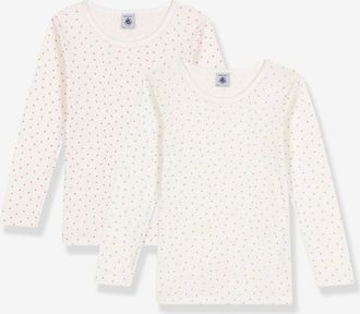 Petit Bateau 2er-Pack Shirts mit kleinen Herzen Kinder PETIT BATEAU, Baumwolle wei&szlig;