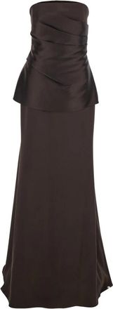 Solace London Alia Maxi Jurk - Dames - Avondkleed - Bruin - 2XS - Polyester - Kleedjes