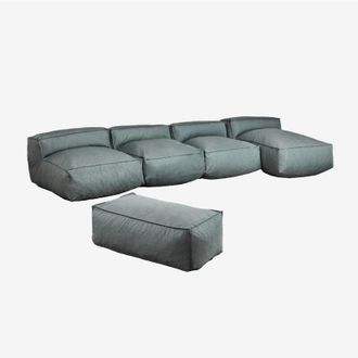 Sklum Sklum - Sof&aacute; Modular Chaise Longue De 4 Piezas Y Puff Para Jard&iacute;n Dojans